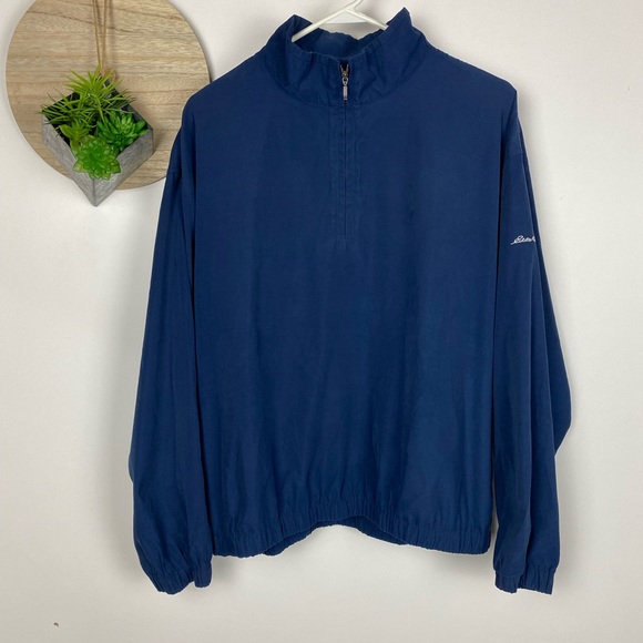 Eddie Bauer vintage navy zip pull over windbreaker - Picture 2 of 5